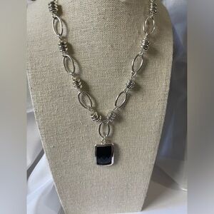 Avon Faceted Rectangle Pendant Necklace & Earring Set